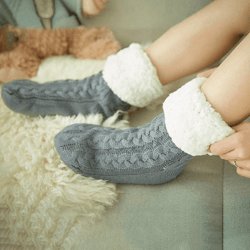 sherpa lined slipper socks with non slip grip for cozy indoor winter comfort