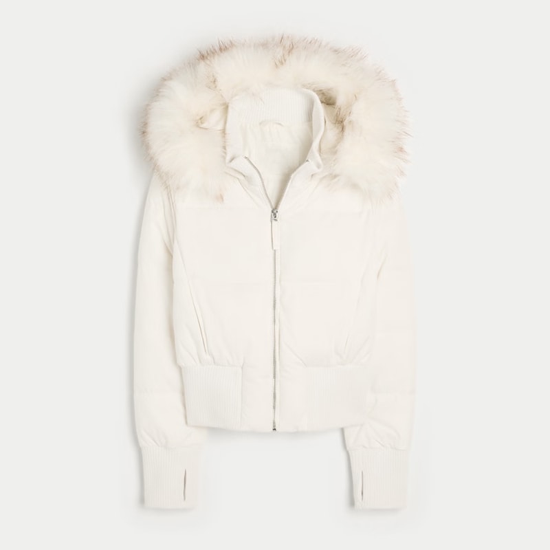 Womens Faux Fur Winter Jacket Stylish Quilted Coat With Hood 2