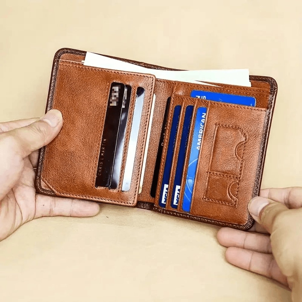 RFID AntiTheft Leather Wallet For Men Large Capacity Trifold Card Holder 6