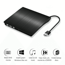 usb 3.0 slim external cd/dvd rw drive, portable, high-speed data backup & media player for pc & mac