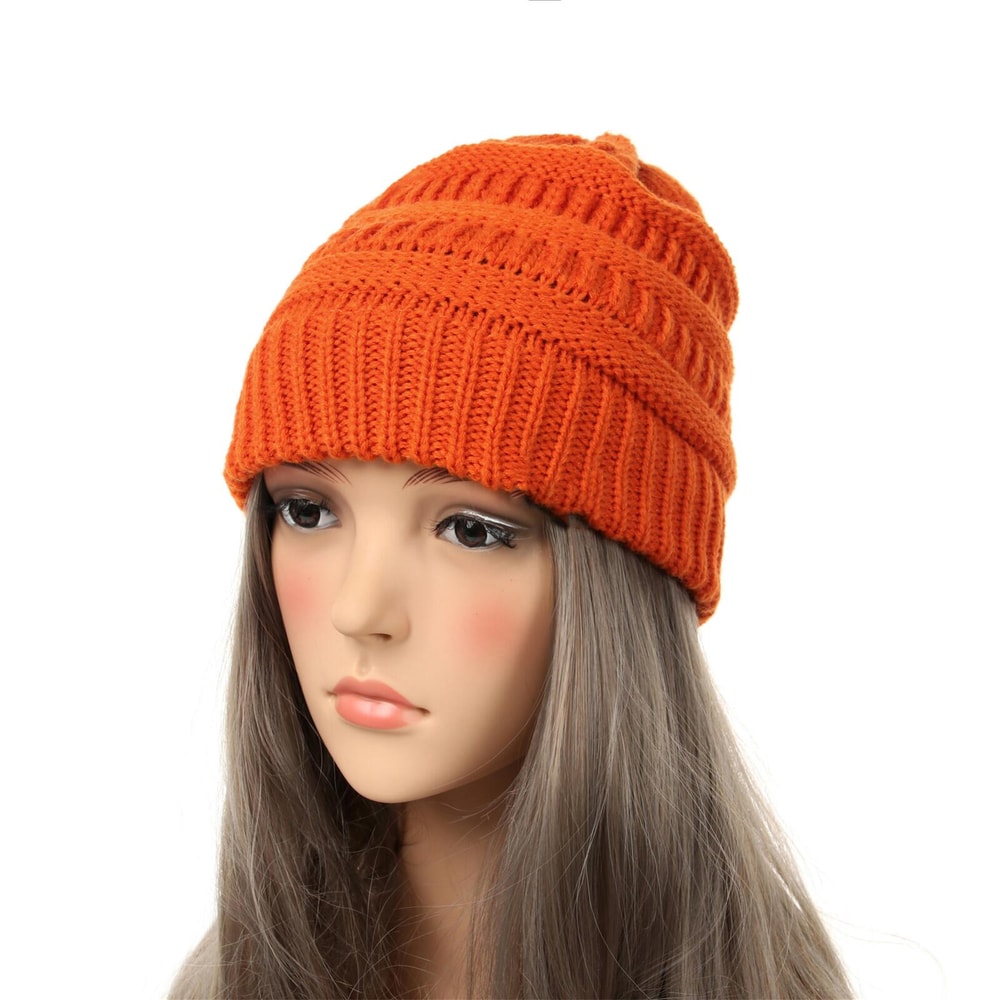 Warm Chunky Knit Beanie Hat For Women Soft Stretch Winter Cap 11