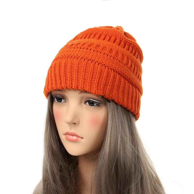 Warm Chunky Knit Beanie Hat For Women Soft Stretch Winter Cap 11