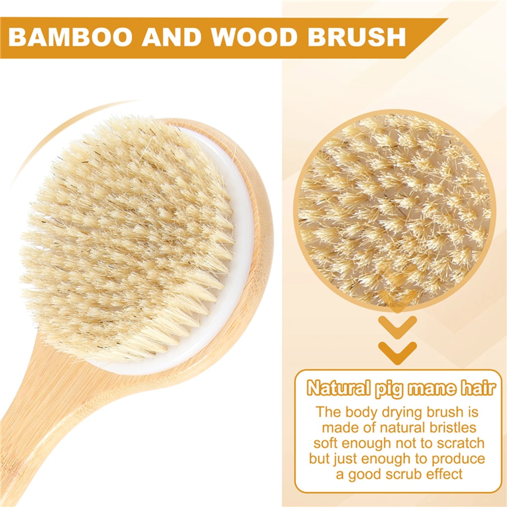 EcoFriendly Bamboo Back Scrubber Soft Bristles For Smooth Skin Exfoliation 3