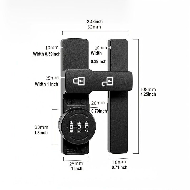 Combination Barn Door Lock, Keyless 3-Digit Code for Sliding Doors and Windows Security