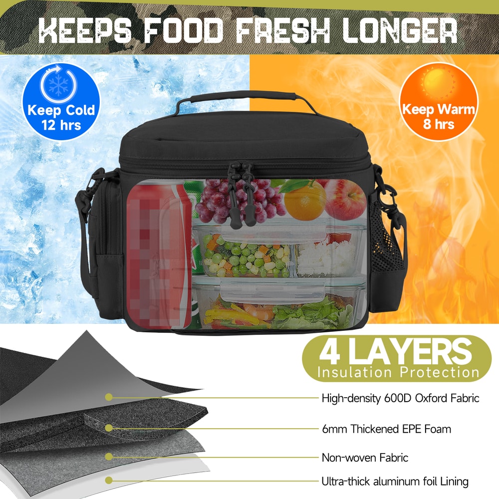 Heavy Duty Tactical Lunch Bag, Insulated Leakproof for Outdoor Work & Camping