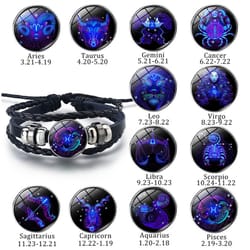 zodiac sign glow leather bracelet personalized astrology gift for daily style