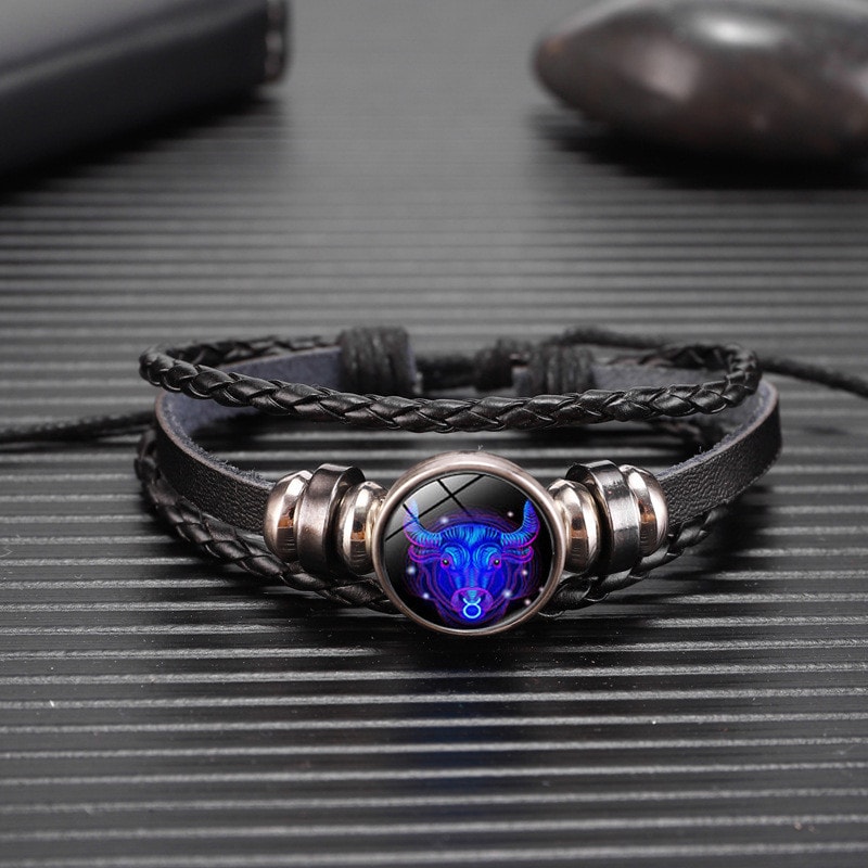 Zodiac Sign Glow Leather Bracelet Personalized Astrology Gift For Daily Style 8