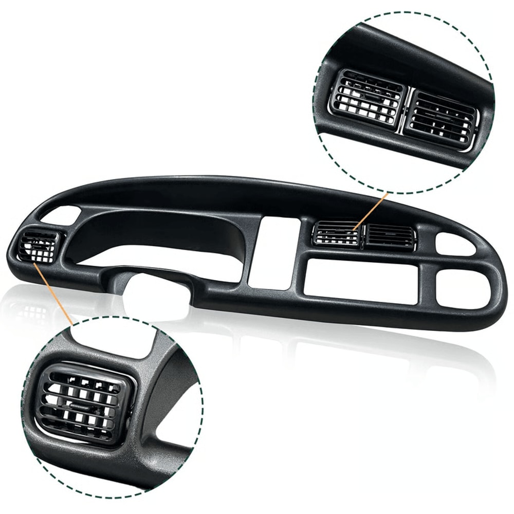 Black OEM Style Instrument Dash Bezel With Vents For 9802 Dodge Ram 2