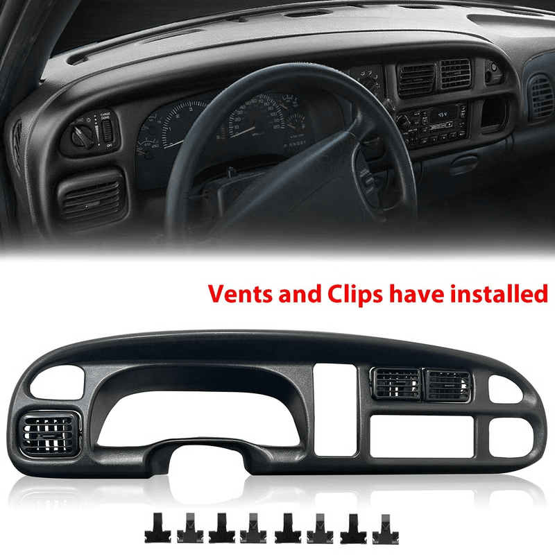 Black OEM Style Instrument Dash Bezel With Vents For 9802 Dodge Ram 6