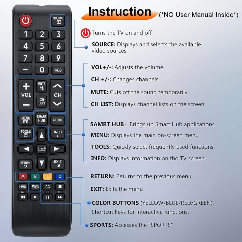 Universal Samsung Replacement Remote For Smart TVs No Programming Needed 4