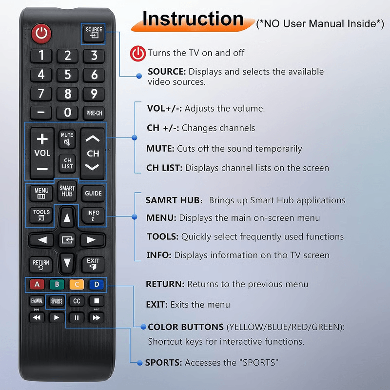 Universal Samsung Replacement Remote For Smart TVs No Programming Needed 4