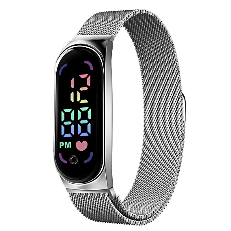 Waterproof Digital LED Watch for Women with Touch Display and Magnetic Strap