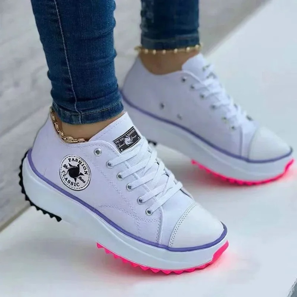 Women Lightweight LaceUp Canvas Sneakers 5