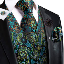 mens silk jacquard vest tie set for weddings parties and formal occasions