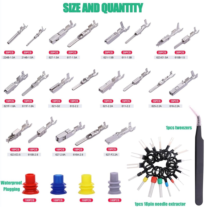 Automotive Connector Pins Kit with 420 Pins 300 Seals and Removal Tools