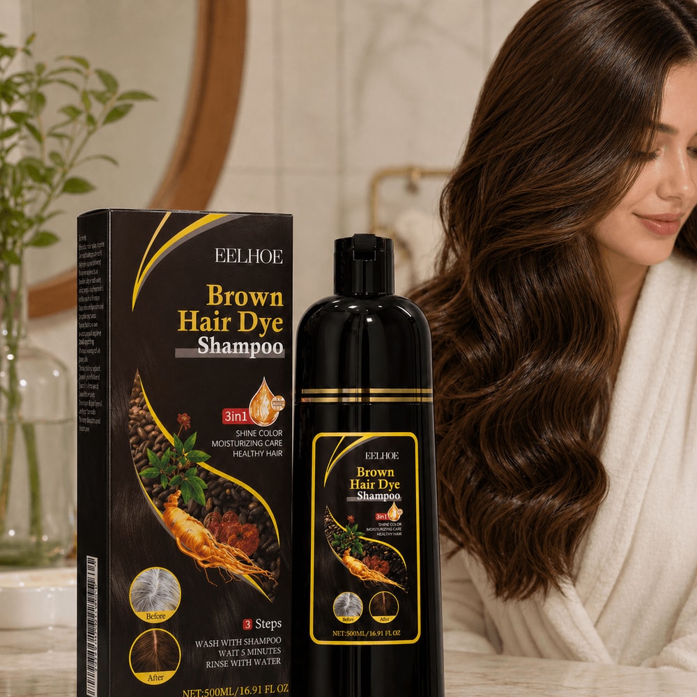 Brown Hair Dyeing Shampoo Lasting Coloring Deeply Nourishing Formula To Reduce Breakage Promote Sca 0