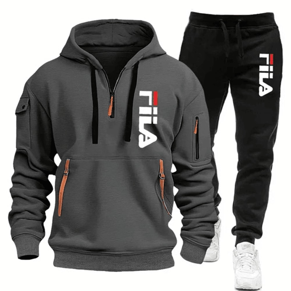 Men Casual Athletic Hoodie And Jogging Pants Set 12