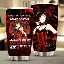 just a gamer who loves anime and waifus stainless steel tumbler, great gifts for thanksgiving birthday christmas