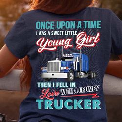 i fell in love with grumpy trucker -t-shirt / navy