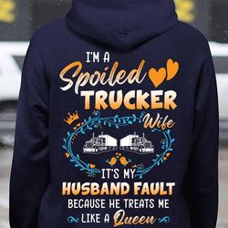 i am a spoiled trucker wife- aop hoodie/ navy