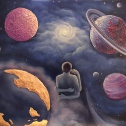 painting " Love in the center of the galaxy", Size 60x70, mixed style painting