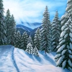 Painting "Winter in the mountains", Size 50x60
