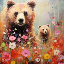 printable digital download abstract animals flowers colorful  4 - file ready print
