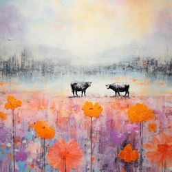 printable digital download abstract animals flowers colorful 176 - file ready print