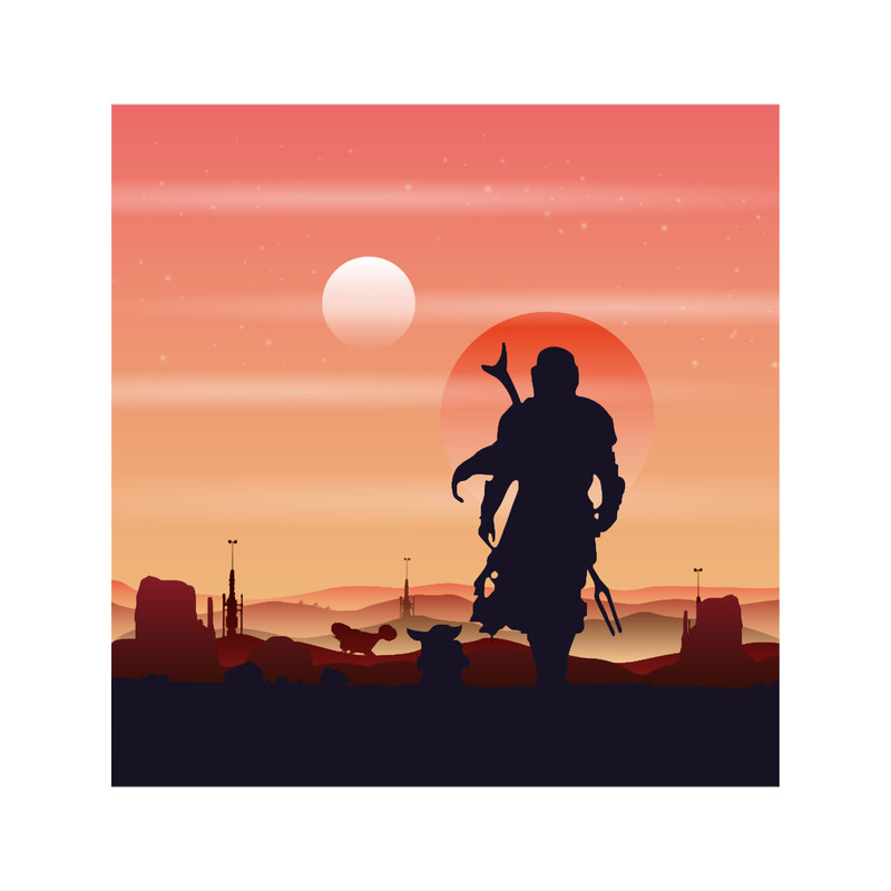Mando Tatooine Scenery Art Print.png
