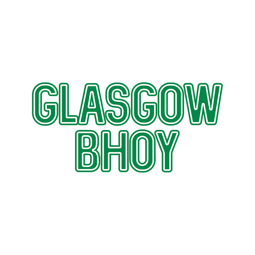 GLASGOW BHOY, Glasgow Celtic Football Club Green and White Layered Text Design.png