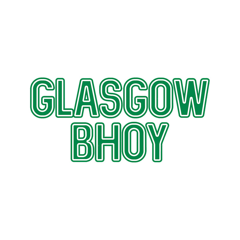 GLASGOW BHOY, Glasgow Celtic Football Club Green and White Layered Text Design.png