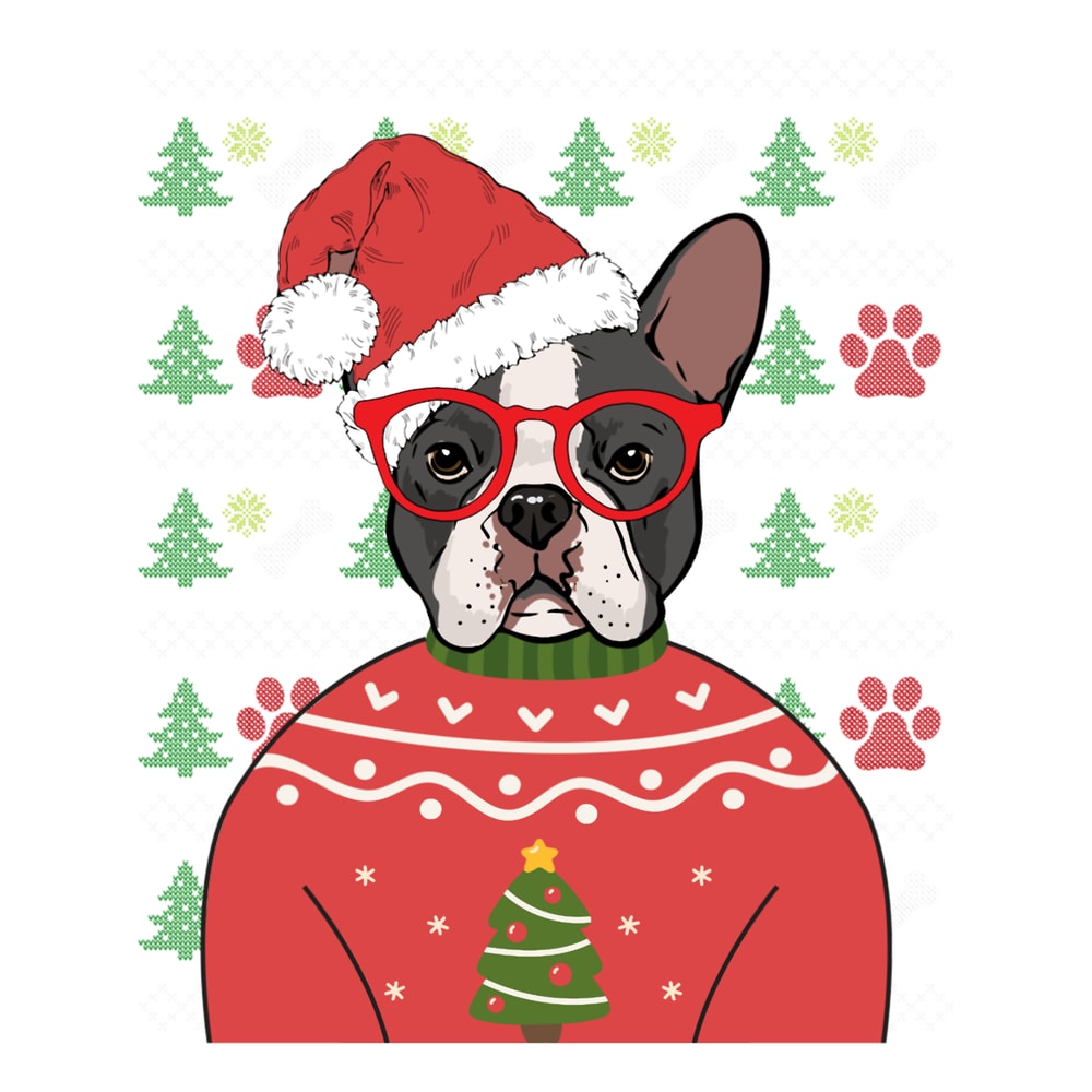 Boston Terrier Dog Holiday Christmas Xmas Relaxed Fit .png