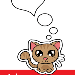 cartoon cat thinking in love