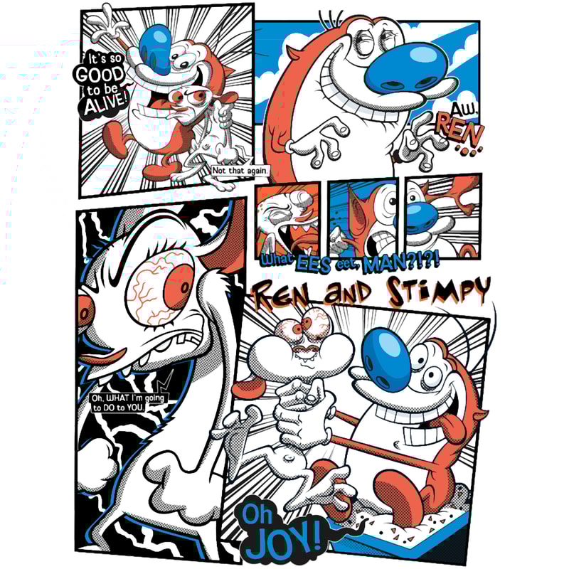 Ren and Stimpy Vintage Color Pop Comic Strip .png