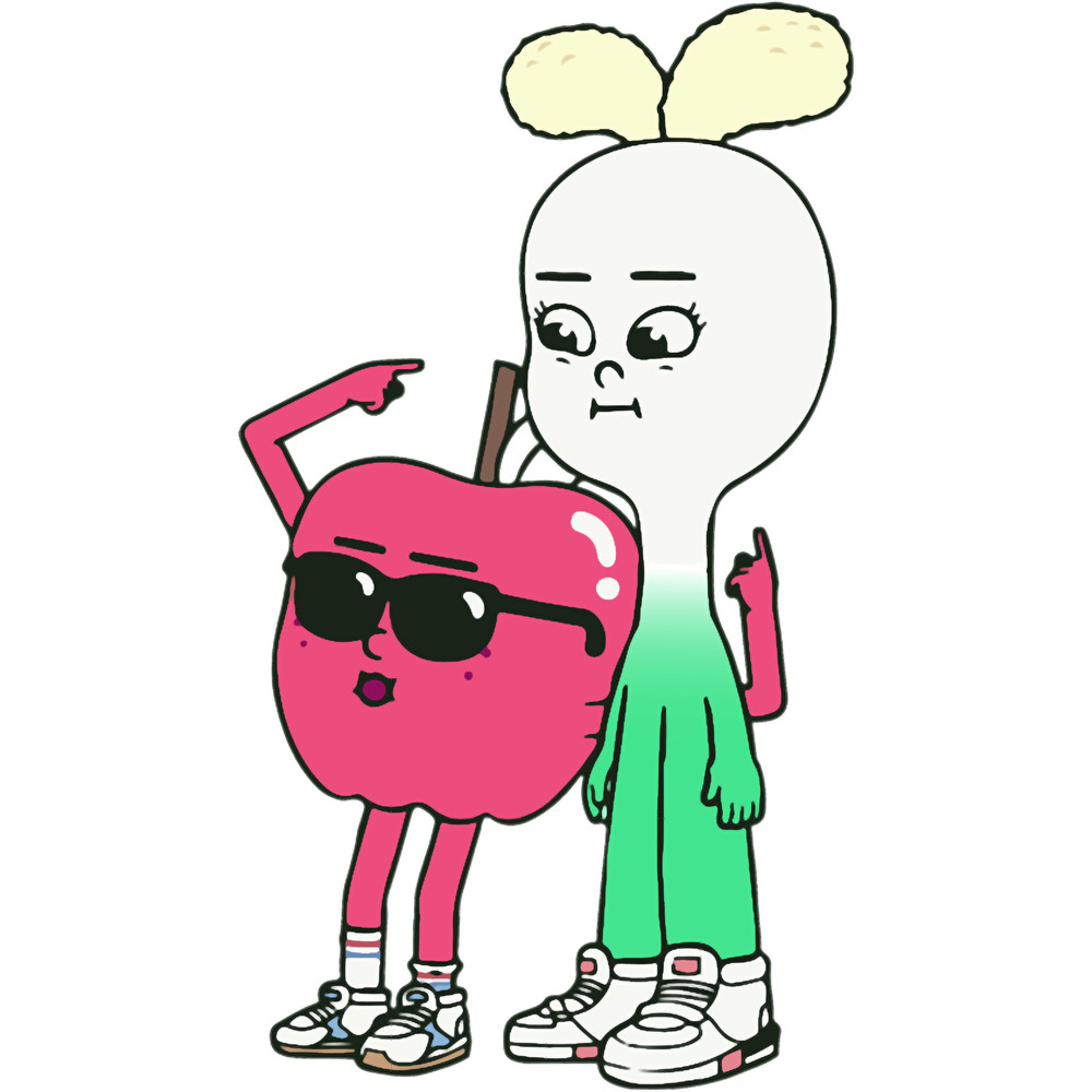 Cute apple and onion couple .png