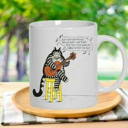 b kliban cat guitar player men's coffee mug best gift for friends & family cup