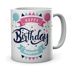 personalised happy birthday mug | funny celebration balloon birthday coffee cup