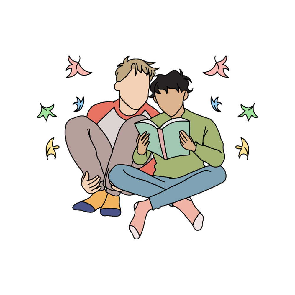 Heartstopper Nick Nelson and Charlie Spring reading a book.png