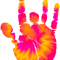 Spiral Psychedellic Neon Pink, Yellow and Orange Tie Dye Jerry Hand .png