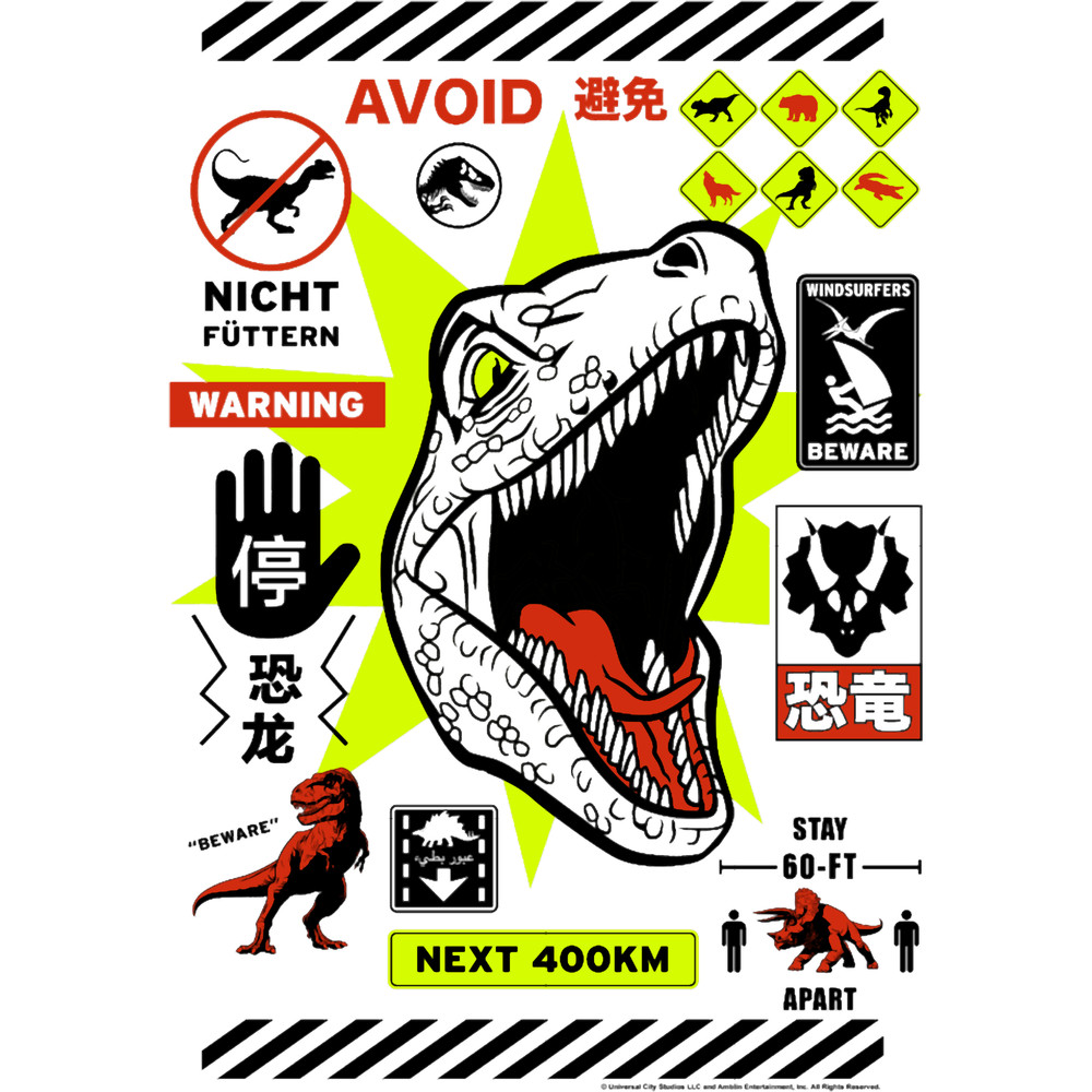 Jurassic World Dominion Warning Beware Sign Japanese .png