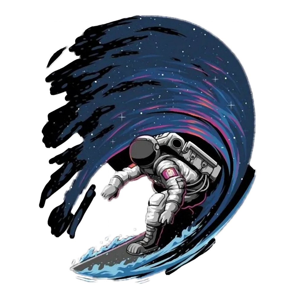 Bravery Vibrant Performance Level Cool Astronaut Surfing In Space Funny Graphic GiftsT-Shir.png