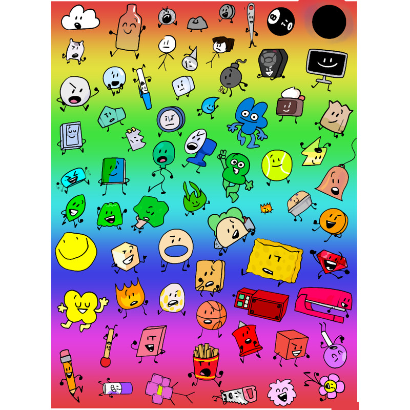 BFDI All Characters (Rainbow) .png