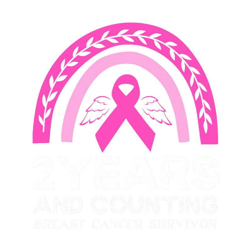 Breast Cancer Survivor Gift 2 years Cancer Free Pink Rainbow.png