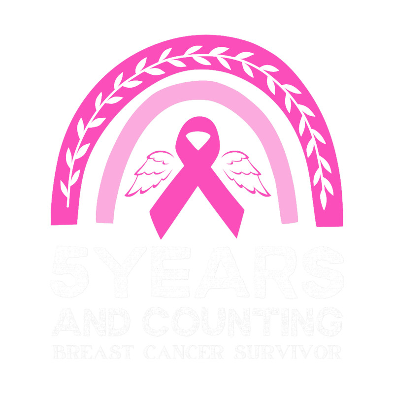 Breast Cancer Survivor Gift 5 years Cancer Free Pink Rainbow.png