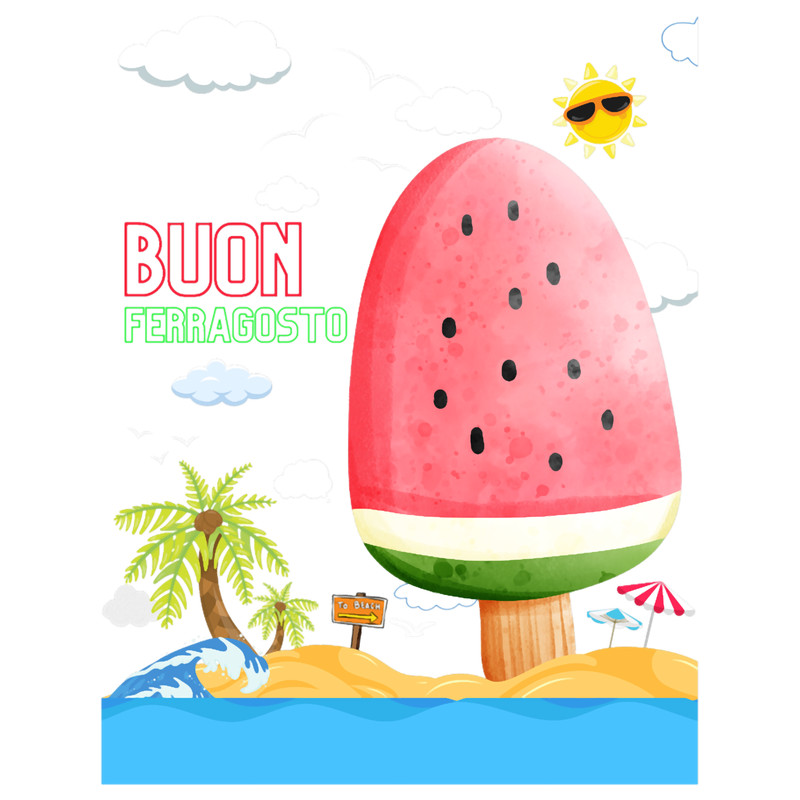 ferragosto - buon ferragosto summer in Beach.png