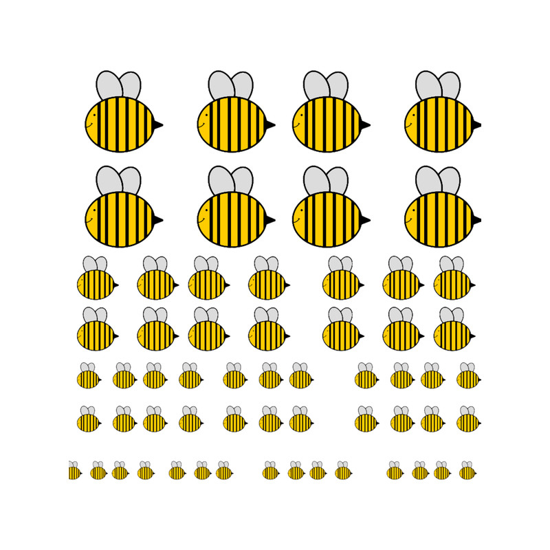 Cute simple smallmediumlargeextra large bees- 59 pack.png