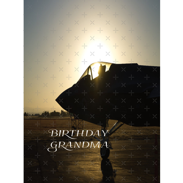 Birthday Grandma, Lockheed Martin F-35 Lightning II, F35 Air Force Jet, California Sunrise, Back Cla.png