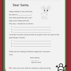 Letter for kids to santa claus