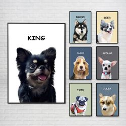Digital One Pet-Custom Pet Portrait,Digital files,Personalized Dog Wall Art,Loss Pet Memorial Photo Pet PNG