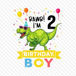 2nd birthday boy dinosaur png, 2nd birthday dinosaur png, 2 years old birthday boy, t-rex dinosaur birthday boy png, raw